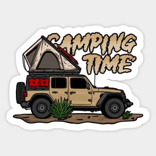 Creme Jeep Design Camping Time Sticker